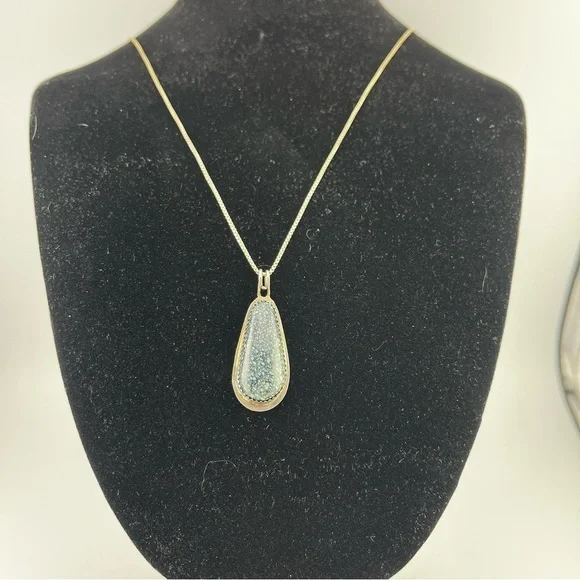 Spiderweb Kingman Turquoise Sterling Silver Pendant 22” Necklace 925 - Picture 10 of 10